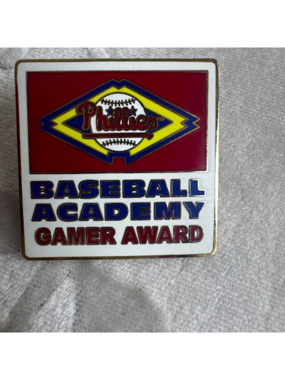 Vintage 90s Phillies Baseball Academy Gamer Award Pin Collectible Memorabilia